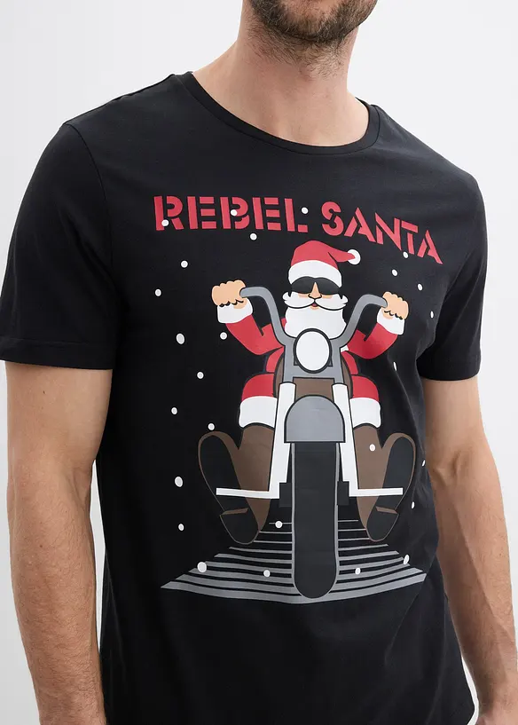 T-shirt met kerstprint van biologisch katoen, bonprix