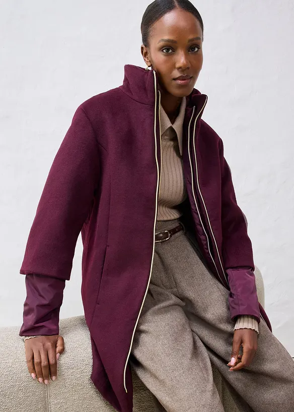 Wollen jas met binnenjas van dons (2-dlg. set), bonprix