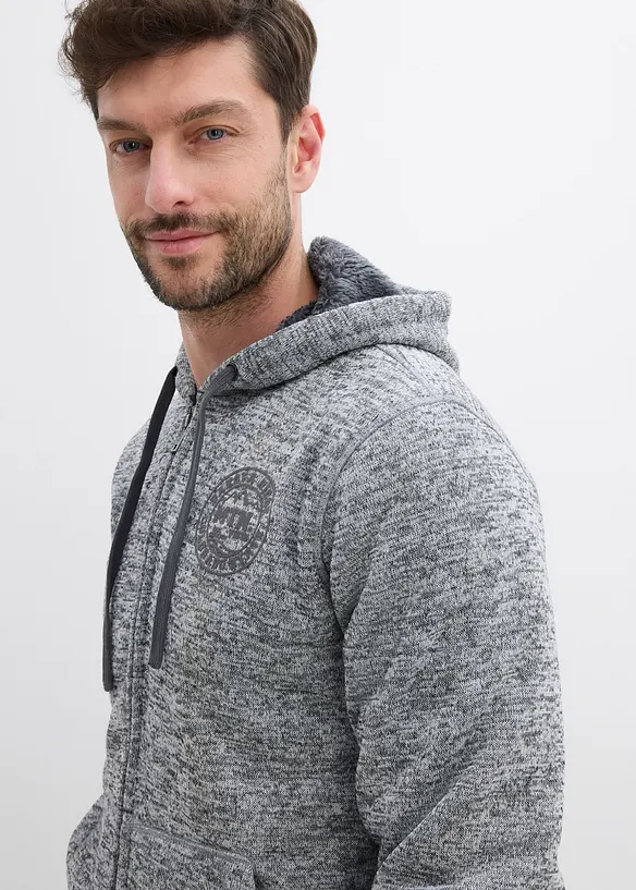 Sweatvest met capuchon en teddy voering, bonprix