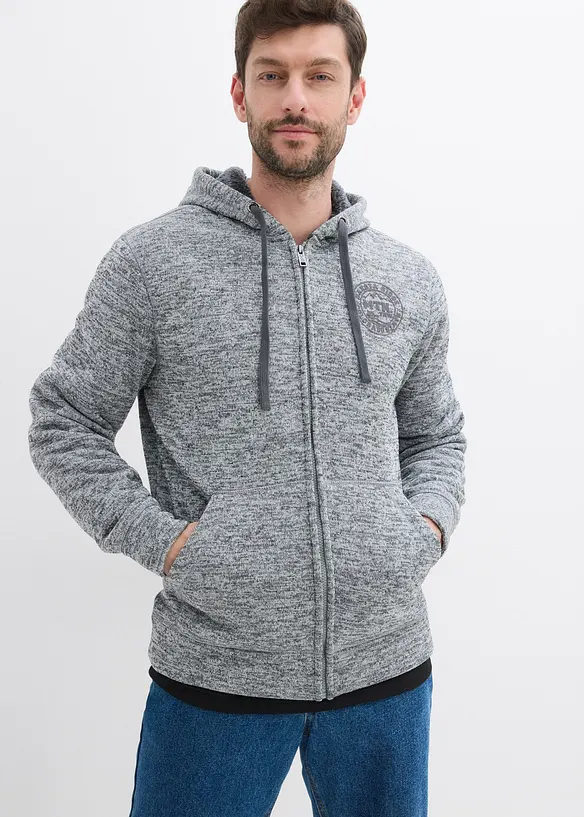 Sweatvest met capuchon en teddy voering, bonprix