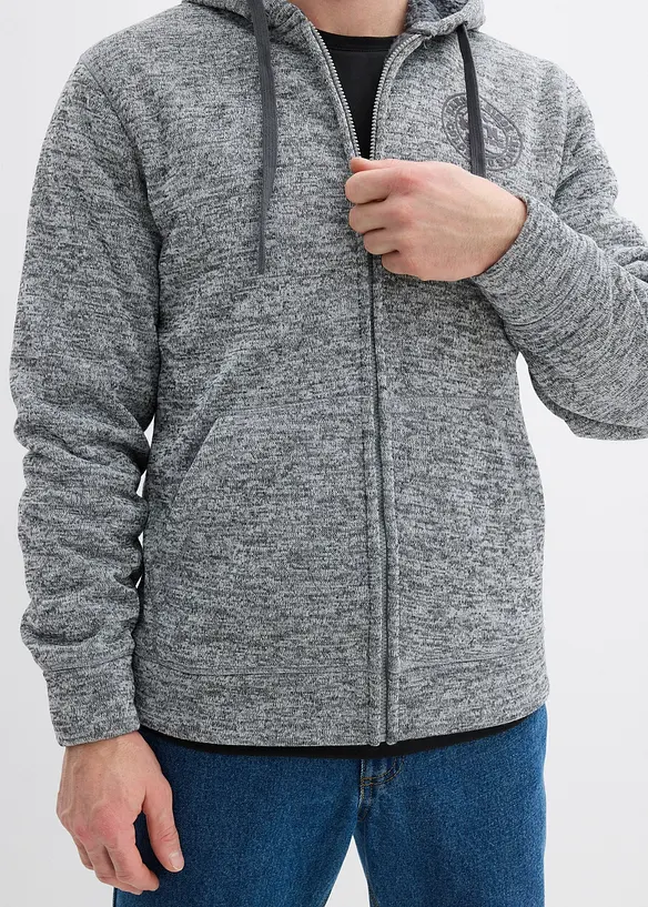 Sweatvest met capuchon en teddy voering, bonprix