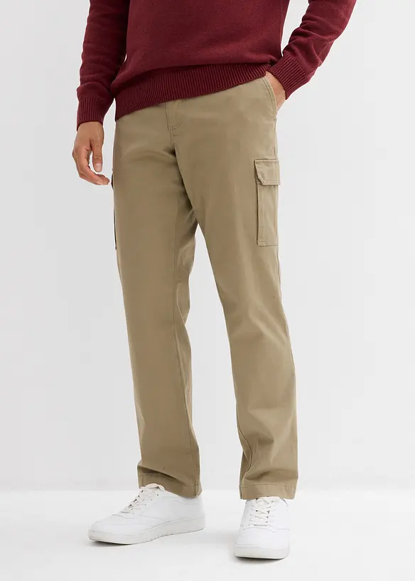 Regular fit stretch cargo thermobroek, straight, bonprix