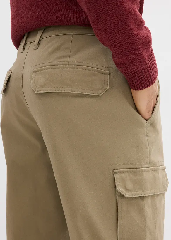 Regular fit stretch cargo thermobroek, straight, bonprix