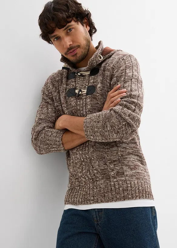 Grof gebreide hoodie met katoen, bonprix