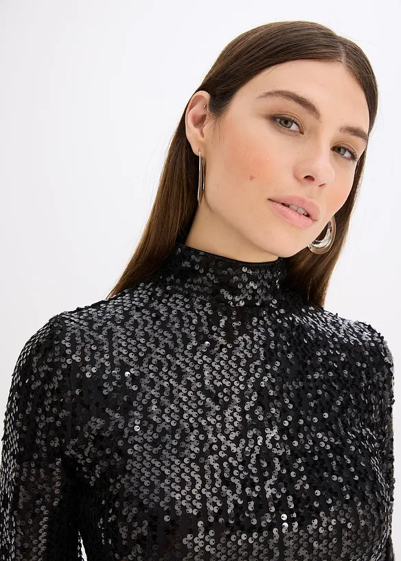 Paillettenjurk met trompetmouwen, bonprix