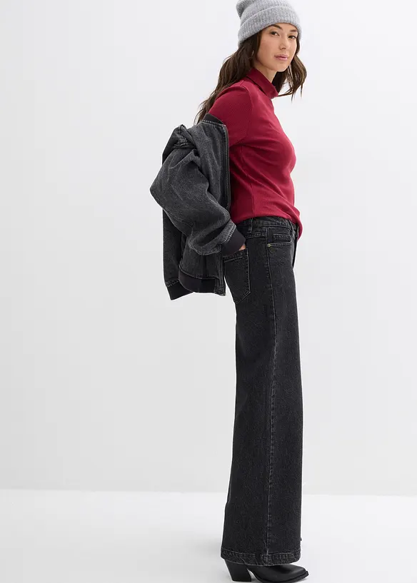 Wide leg jeans, mid waist, full length, bonprix