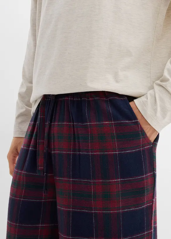 Pyjama met flanellen broek van zacht katoen en geschenktasje, bonprix