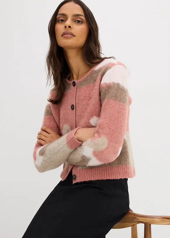 Fijngebreid vest met colorblocking en knoopsluiting, bonprix
