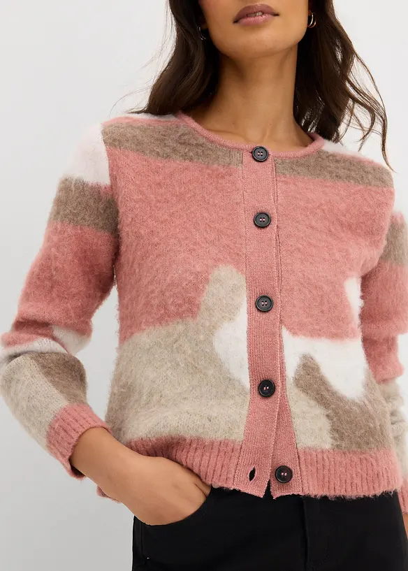 Fijngebreid vest met colorblocking en knoopsluiting, bonprix