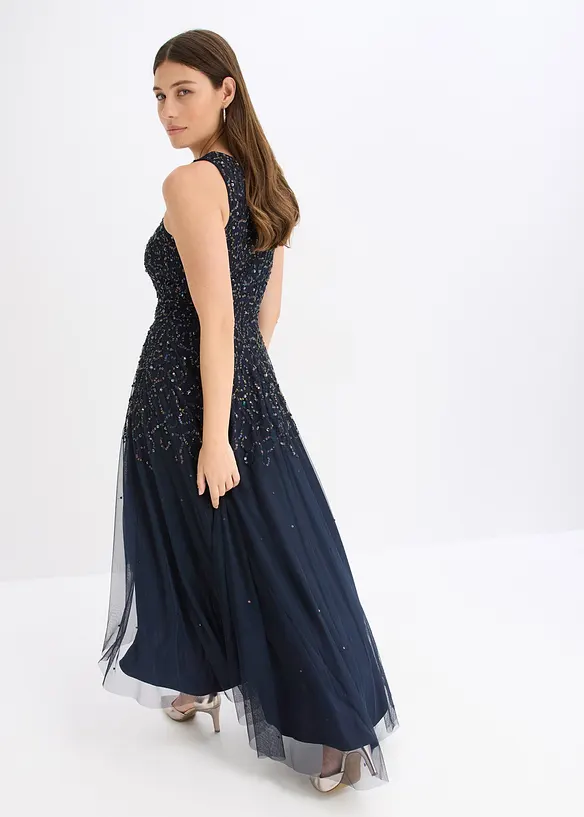 High-low jurk met paillettenborduursel, bonprix