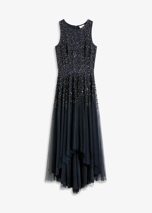 High-low jurk met paillettenborduursel, bonprix