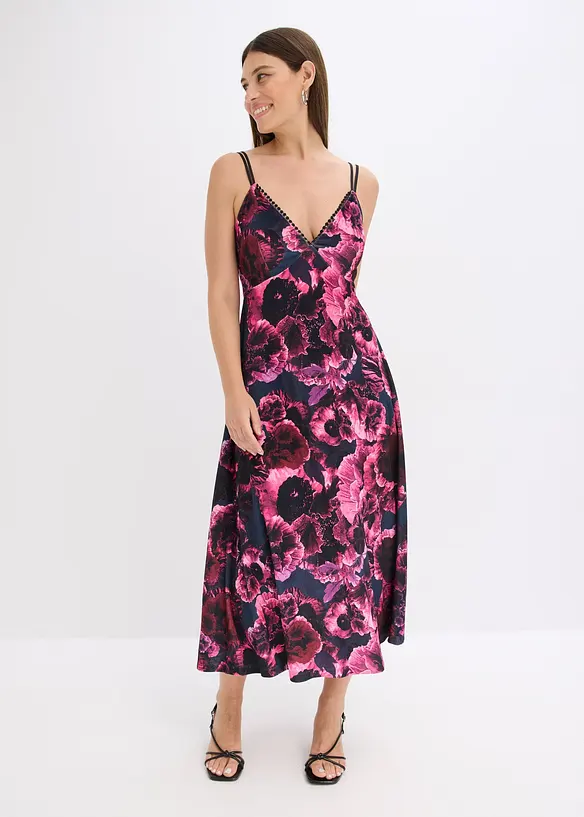 Midi jurk van glanzend fluweel, bonprix