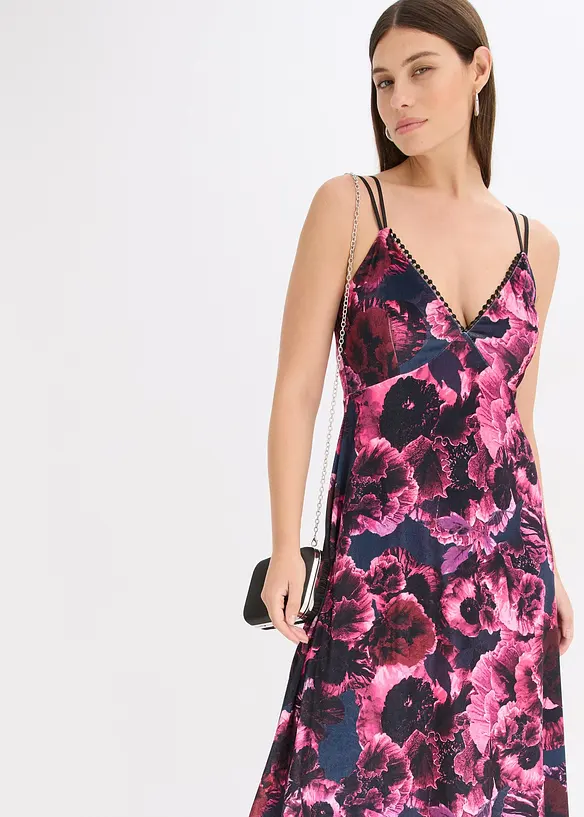 Midi jurk van glanzend fluweel, bonprix