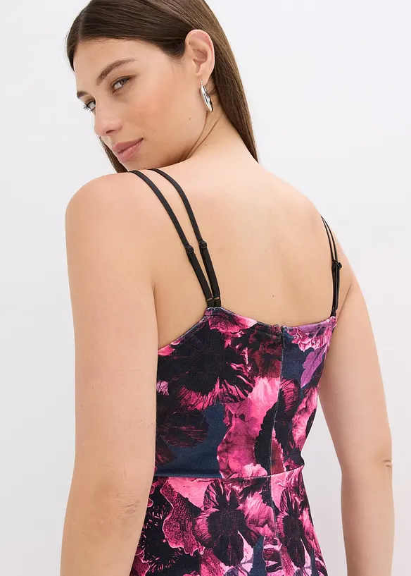 Midi jurk van glanzend fluweel, bonprix