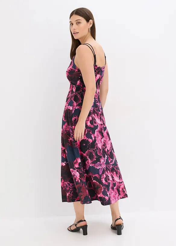 Midi jurk van glanzend fluweel, bonprix