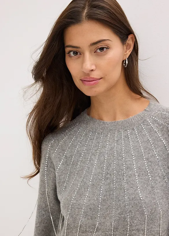 Trui met strass applicatie, bonprix