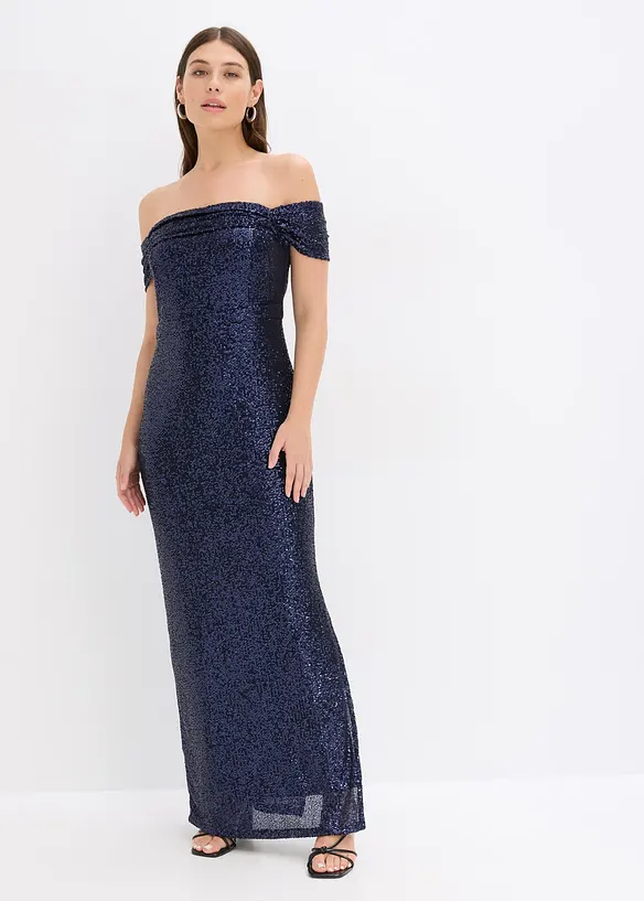 Paillettenjurk met carmen-hals, bonprix