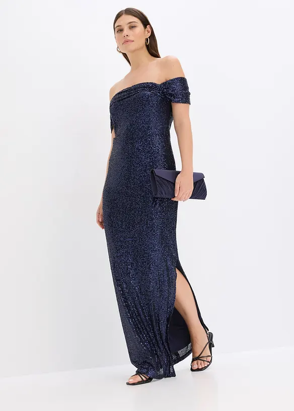 Paillettenjurk met carmen-hals, bonprix
