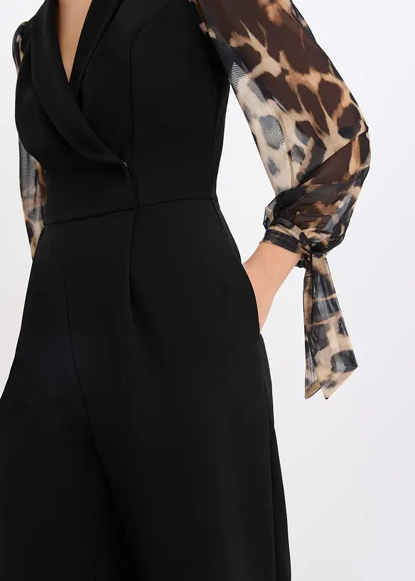 Jersey jumpsuit met mesh mouwen, bonprix