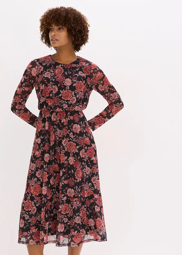 Midi jurk van zachte mesh, bonprix