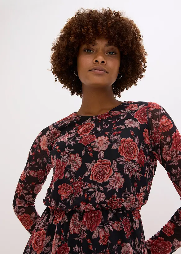 Midi jurk van zachte mesh, bonprix
