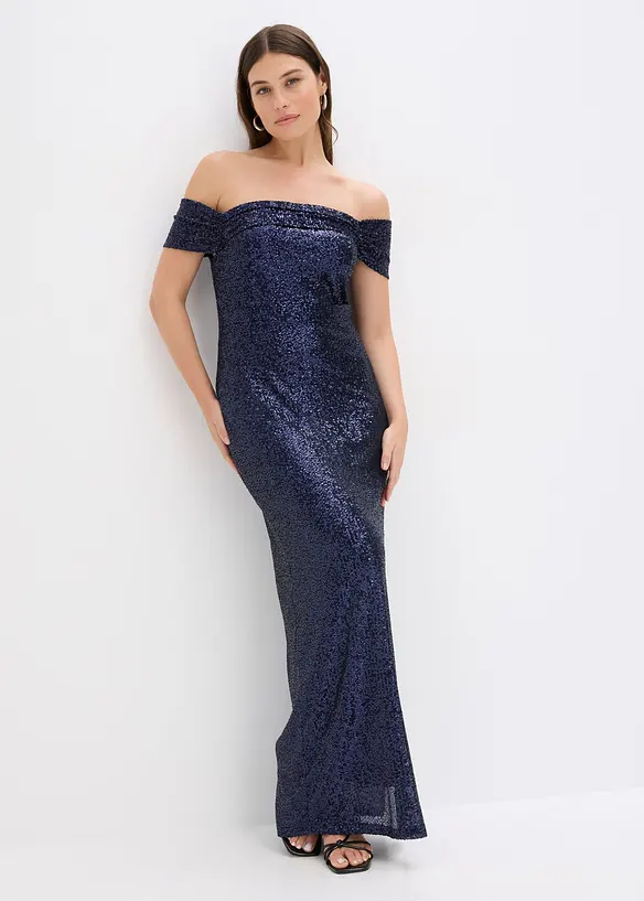 Paillettenjurk met carmen-hals, bonprix
