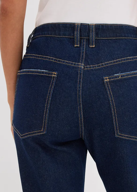 Straight jeans met comfortband met strass, mid waist, bonprix