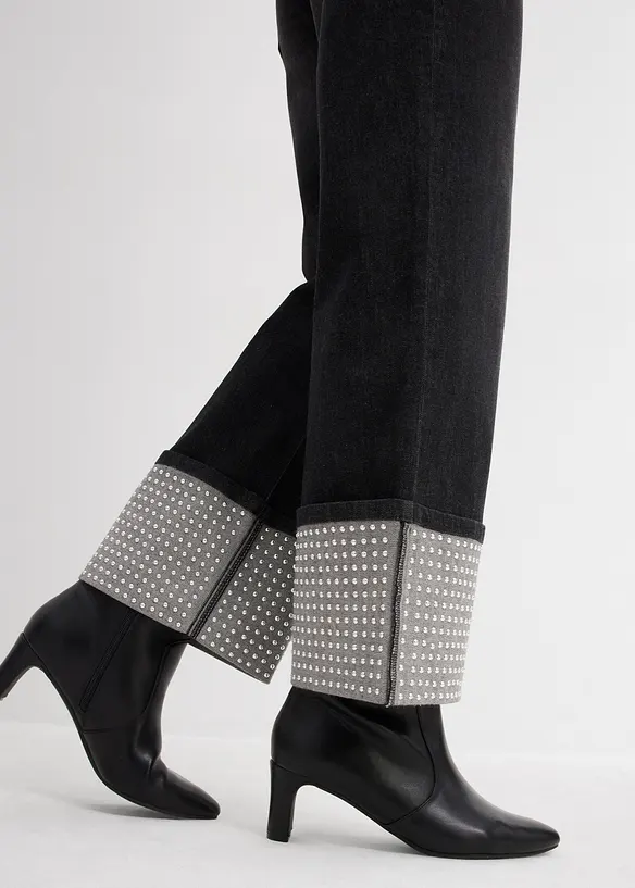 Straight jeans high waist met turn up, bonprix