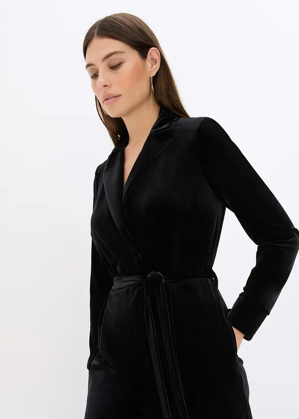 Jersey jumpsuit van soepelvallend fluweel, bonprix