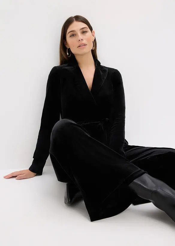 Jersey jumpsuit van soepelvallend fluweel, bonprix