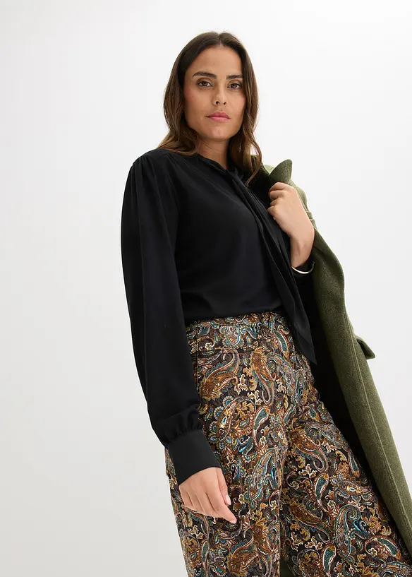 Shirt met viscose en satijnen strik, bonprix
