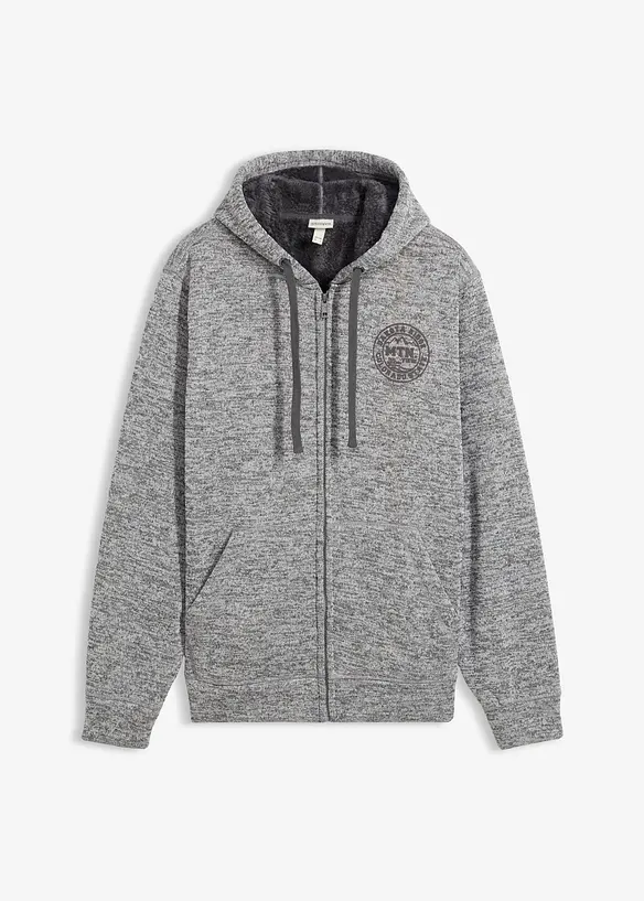 Sweatvest met capuchon en teddy voering, bonprix