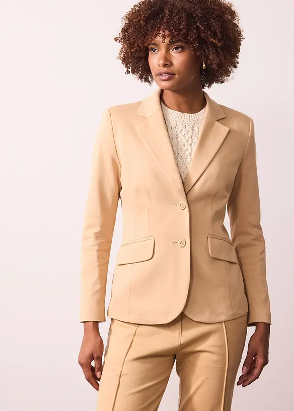Getailleerde blazer van katoen-jersey, bonprix