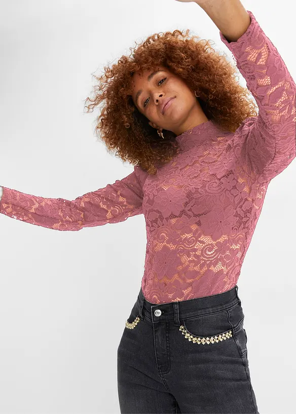 Aansluitend longsleeve met kant, bonprix