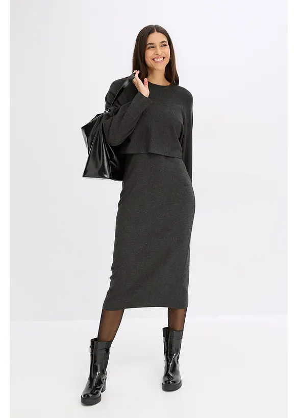 Gebreide jurk en shirt (2-dlg. set), bonprix