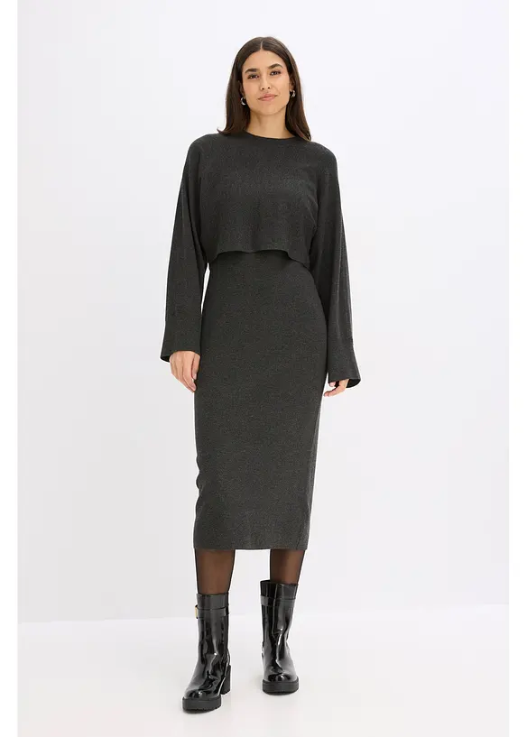 Gebreide jurk en shirt (2-dlg. set), bonprix