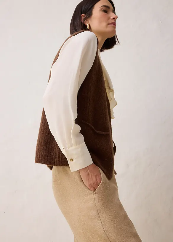 Wollen broek met visgraatpatroon, bonprix