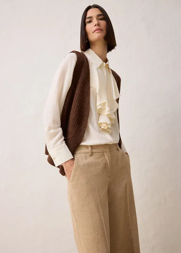 Wollen broek met visgraatpatroon, bonprix