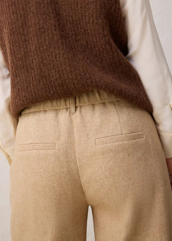 Wollen broek met visgraatpatroon, bonprix