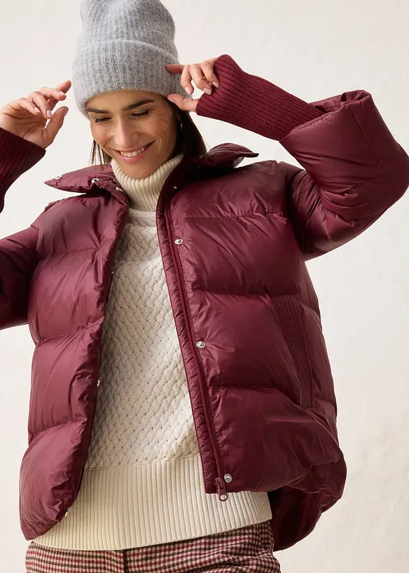 Donsjas met gerecyclede dons en gebreide mouwen, bonprix