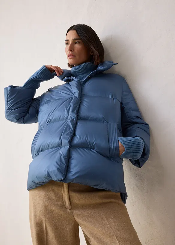 Donsjas met gerecyclede dons en gebreide mouwen, bonprix