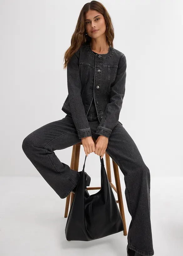 Spijkerjas met strass, bonprix