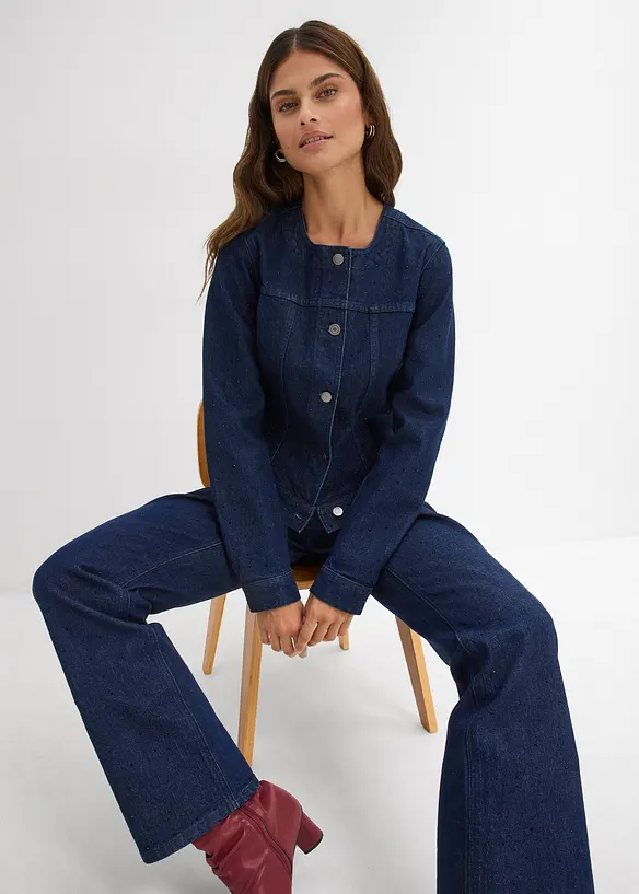 Spijkerjas met strass, bonprix