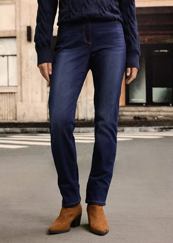 Straight jeans mid waist, thermo met comfortband, bonprix