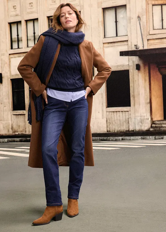 Straight jeans mid waist, thermo met comfortband, bonprix