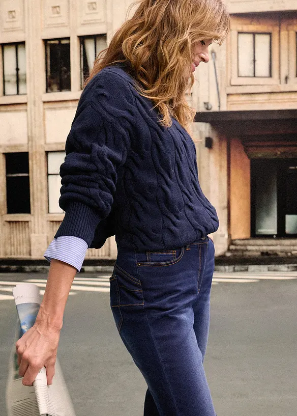 Straight jeans mid waist, thermo met comfortband, bonprix