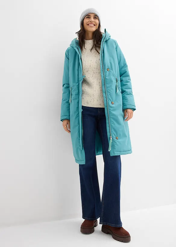 Lange winterjas met teddy in de capuchon, bonprix