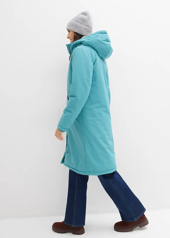 Lange winterjas met teddy in de capuchon, bonprix