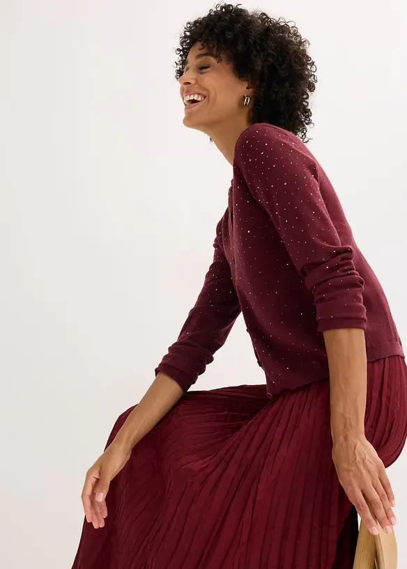 Vest met glittersteentjes, bonprix