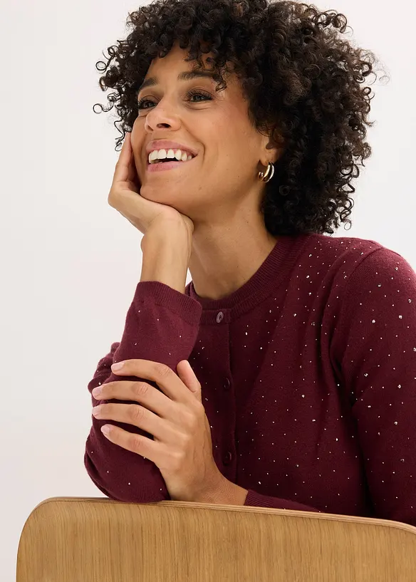 Vest met glittersteentjes, bonprix